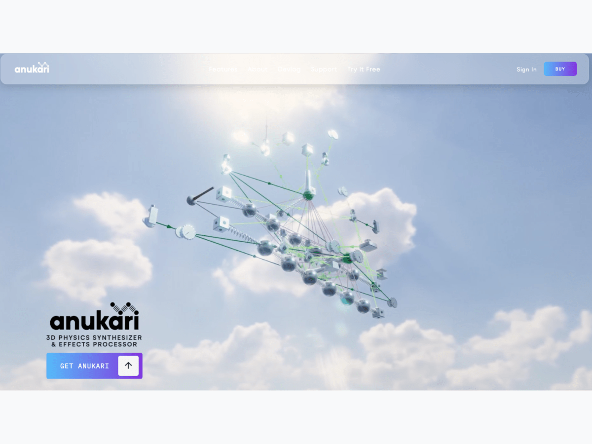 Screenshot of Anukari website homepage