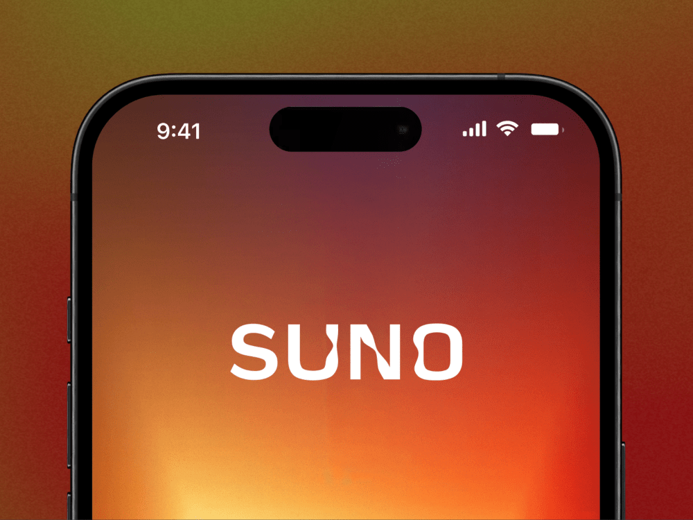 Suno logo on a mobile phone screen